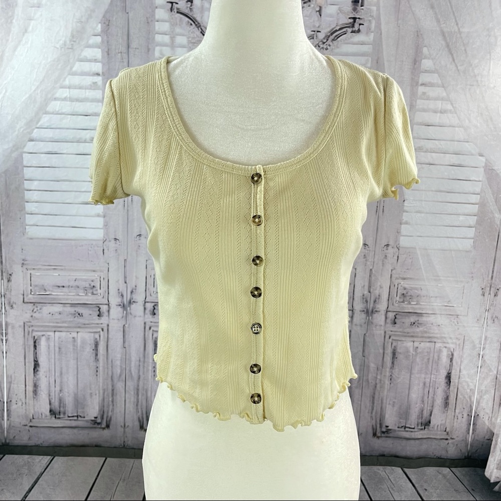 Pink Rose Yellow Crop Top